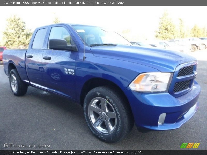 Blue Streak Pearl / Black/Diesel Gray 2017 Ram 1500 Express Quad Cab 4x4