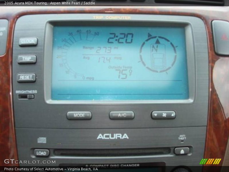 Aspen White Pearl / Saddle 2005 Acura MDX Touring