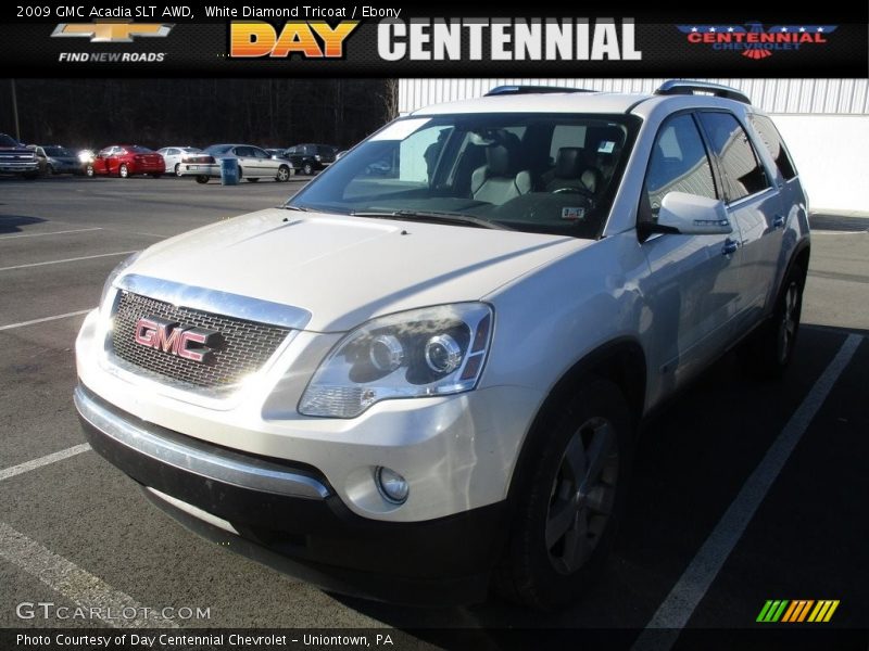 White Diamond Tricoat / Ebony 2009 GMC Acadia SLT AWD