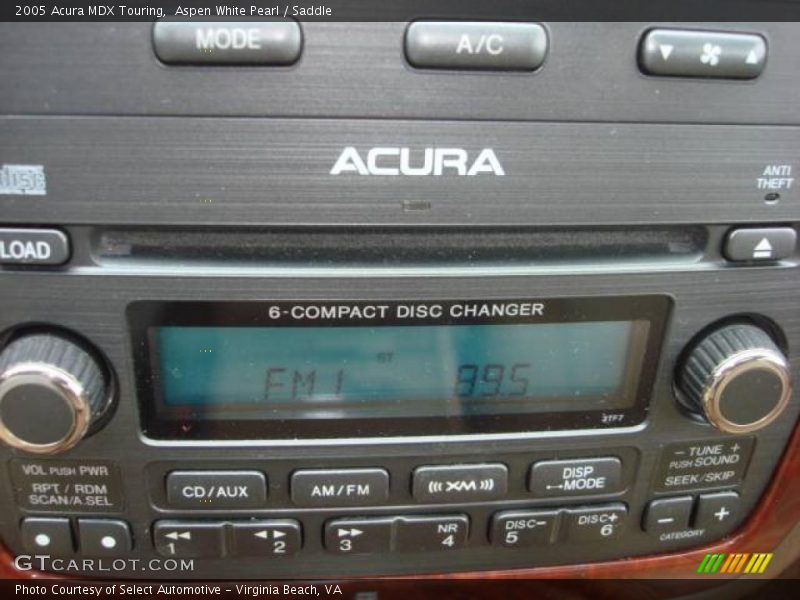Aspen White Pearl / Saddle 2005 Acura MDX Touring
