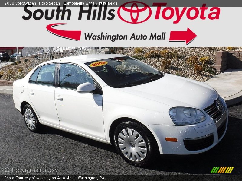 Campanella White / Pure Beige 2008 Volkswagen Jetta S Sedan