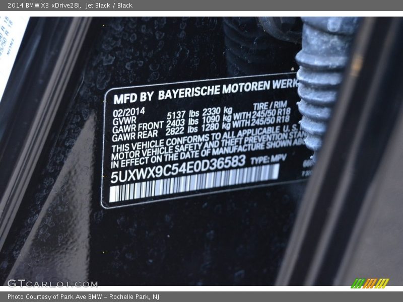 Jet Black / Black 2014 BMW X3 xDrive28i