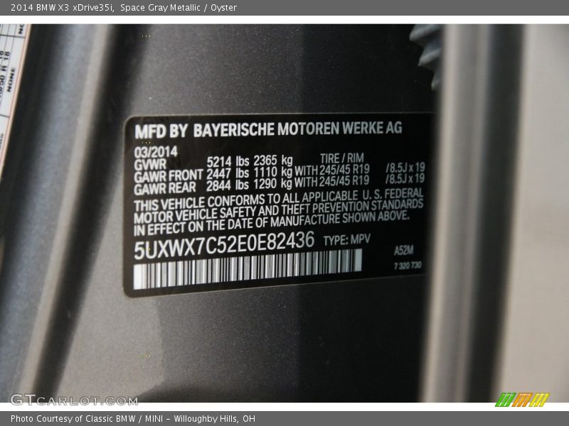 Space Gray Metallic / Oyster 2014 BMW X3 xDrive35i