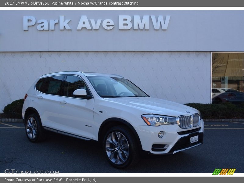 Alpine White / Mocha w/Orange contrast stitching 2017 BMW X3 xDrive35i