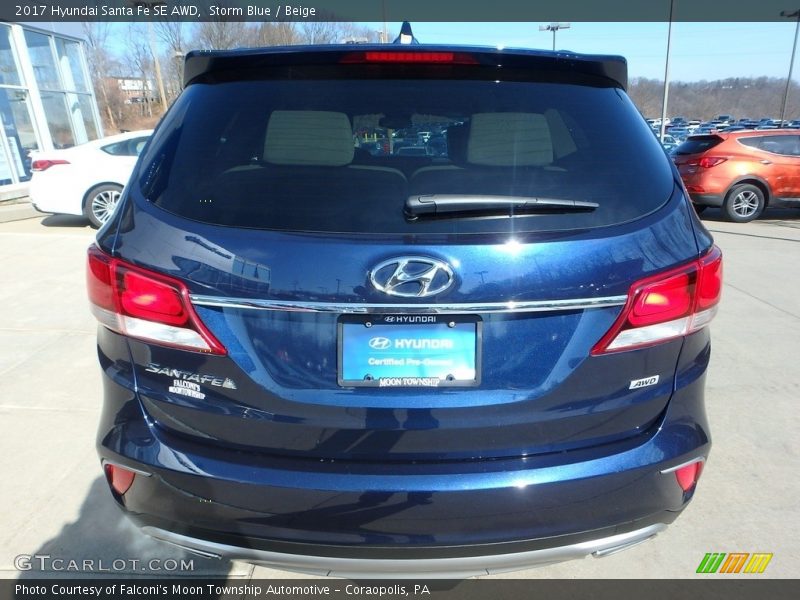 Storm Blue / Beige 2017 Hyundai Santa Fe SE AWD