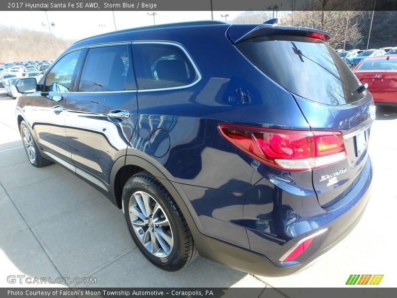 Storm Blue / Beige 2017 Hyundai Santa Fe SE AWD