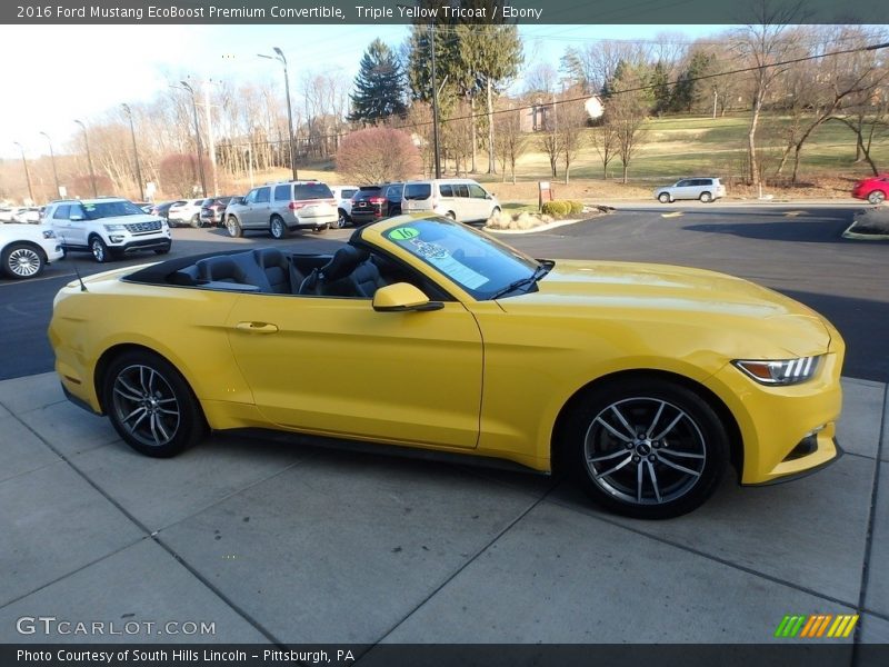 Triple Yellow Tricoat / Ebony 2016 Ford Mustang EcoBoost Premium Convertible