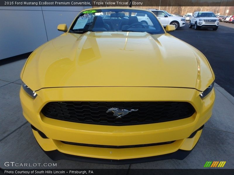 Triple Yellow Tricoat / Ebony 2016 Ford Mustang EcoBoost Premium Convertible
