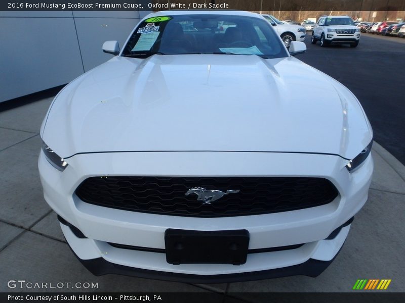 Oxford White / Dark Saddle 2016 Ford Mustang EcoBoost Premium Coupe