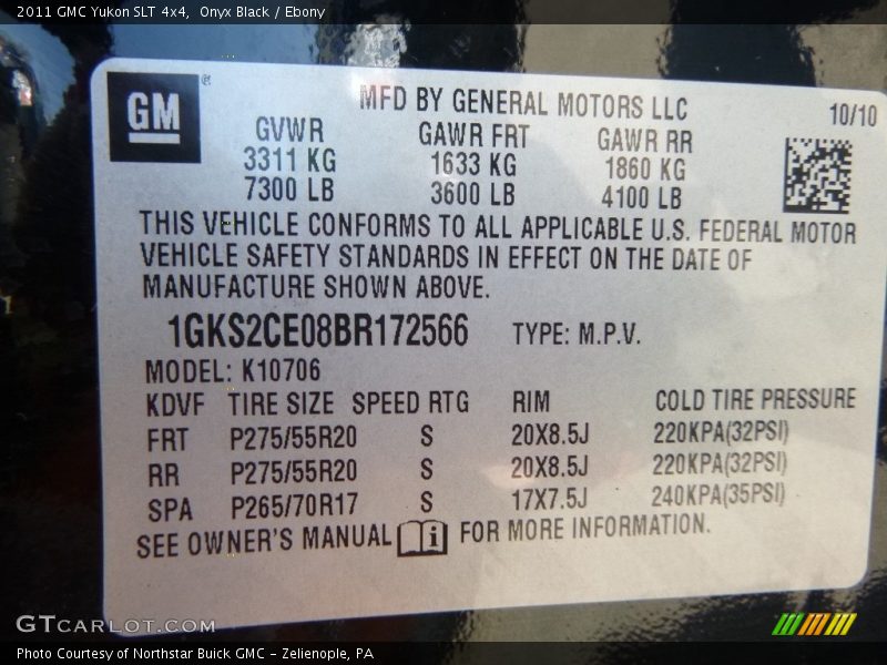 Onyx Black / Ebony 2011 GMC Yukon SLT 4x4