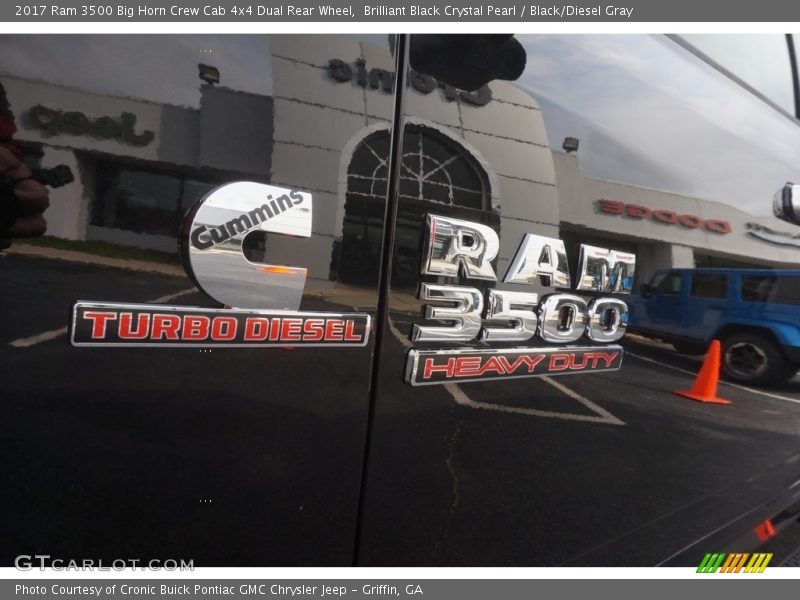 Brilliant Black Crystal Pearl / Black/Diesel Gray 2017 Ram 3500 Big Horn Crew Cab 4x4 Dual Rear Wheel