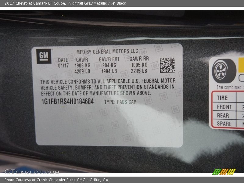 Nightfall Gray Metallic / Jet Black 2017 Chevrolet Camaro LT Coupe