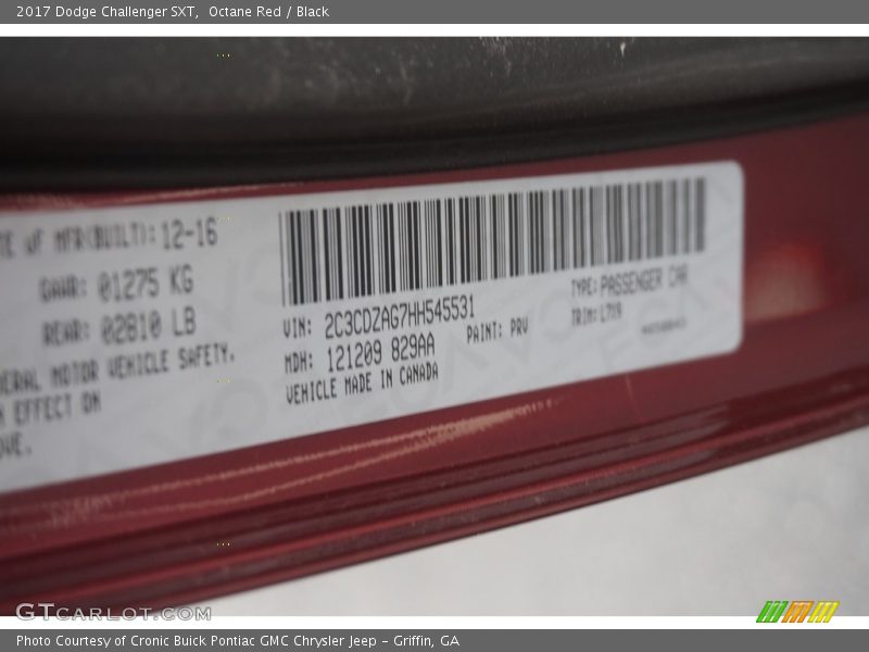 Octane Red / Black 2017 Dodge Challenger SXT