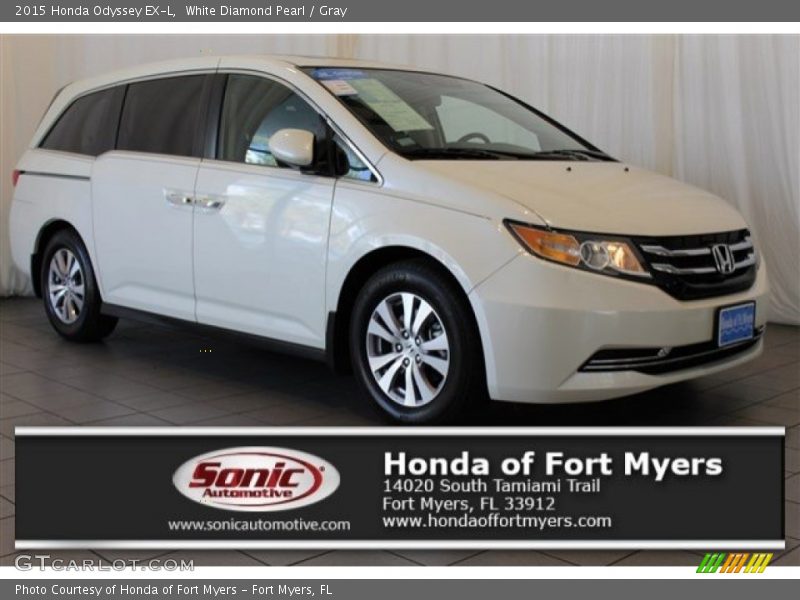 White Diamond Pearl / Gray 2015 Honda Odyssey EX-L