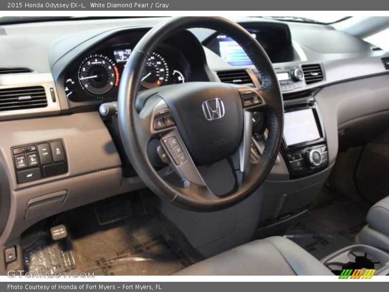 White Diamond Pearl / Gray 2015 Honda Odyssey EX-L