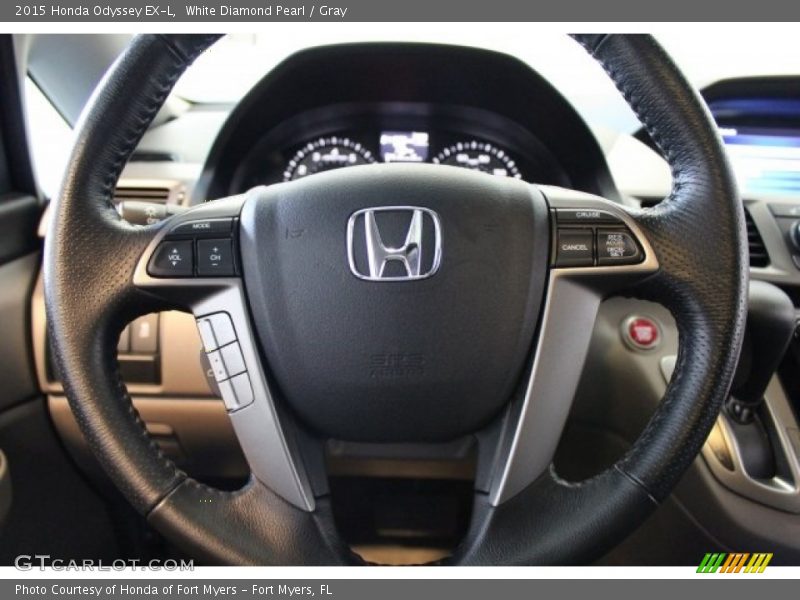 White Diamond Pearl / Gray 2015 Honda Odyssey EX-L