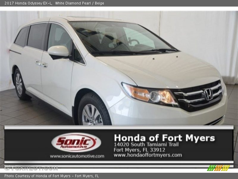 White Diamond Pearl / Beige 2017 Honda Odyssey EX-L
