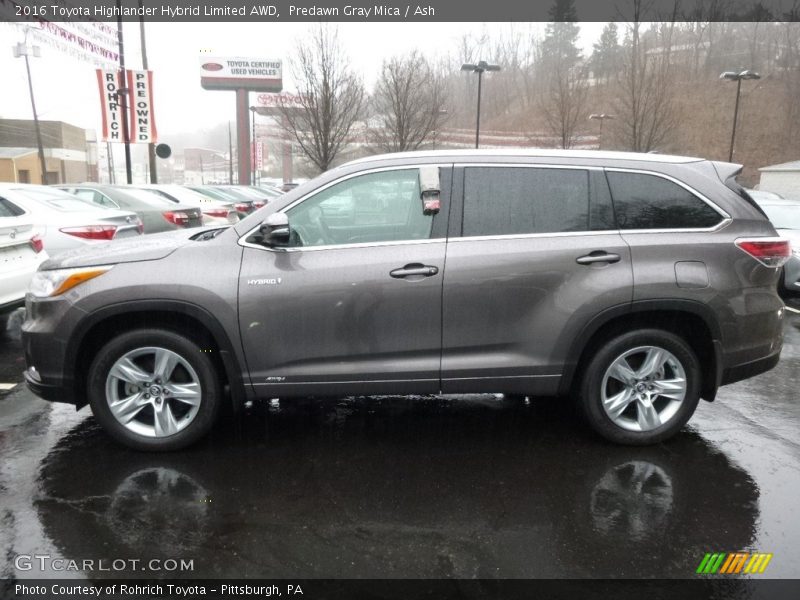 Predawn Gray Mica / Ash 2016 Toyota Highlander Hybrid Limited AWD
