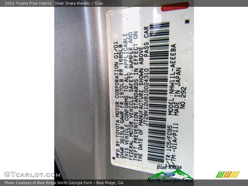 Silver Strata Metallic / Gray 2001 Toyota Prius Hybrid