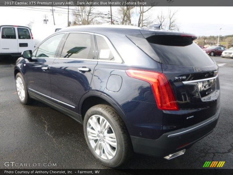 Dark Adriatic Blue Metallic / Sahara Beige 2017 Cadillac XT5 Premium Luxury AWD