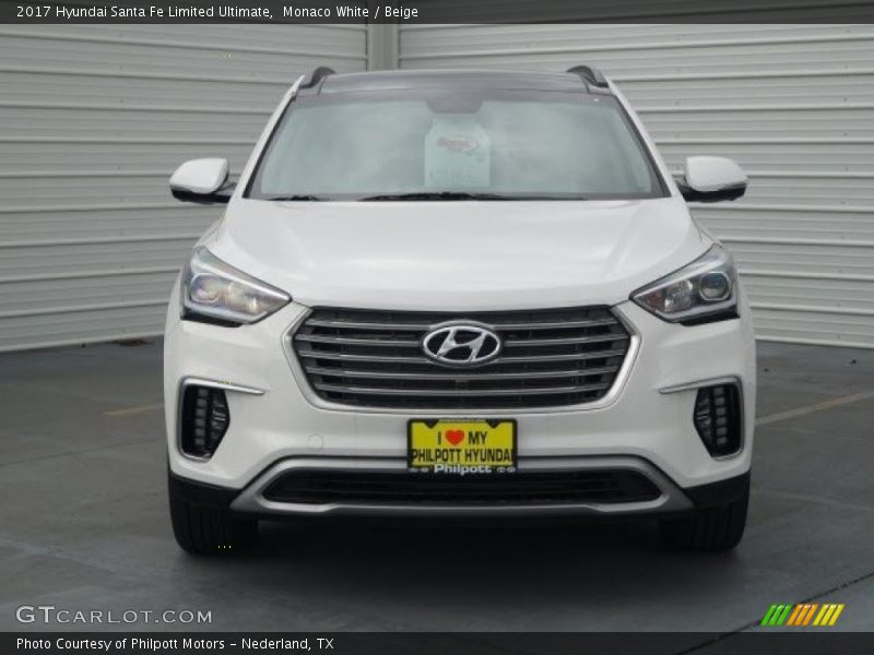 Monaco White / Beige 2017 Hyundai Santa Fe Limited Ultimate