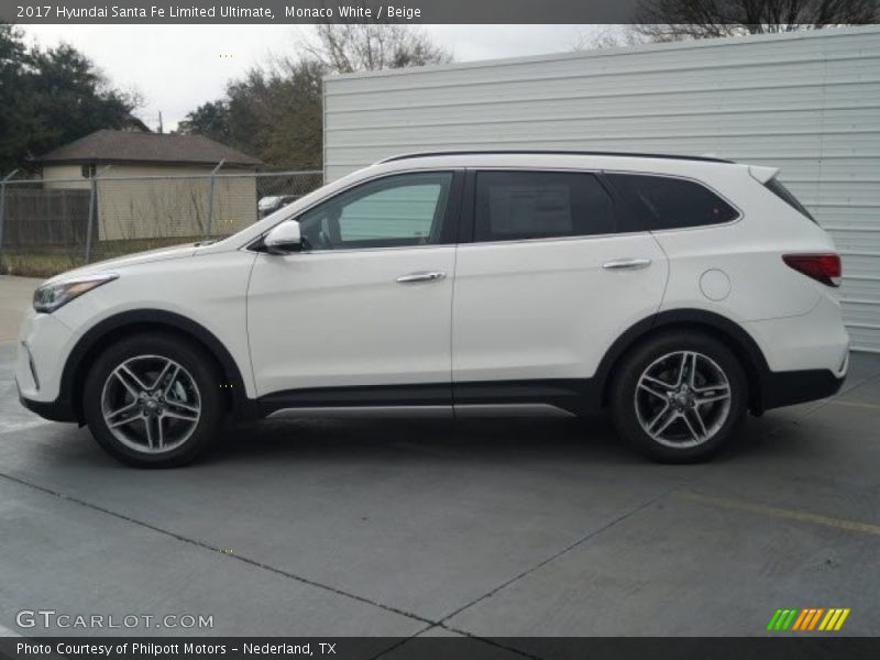 Monaco White / Beige 2017 Hyundai Santa Fe Limited Ultimate