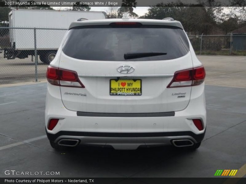 Monaco White / Beige 2017 Hyundai Santa Fe Limited Ultimate