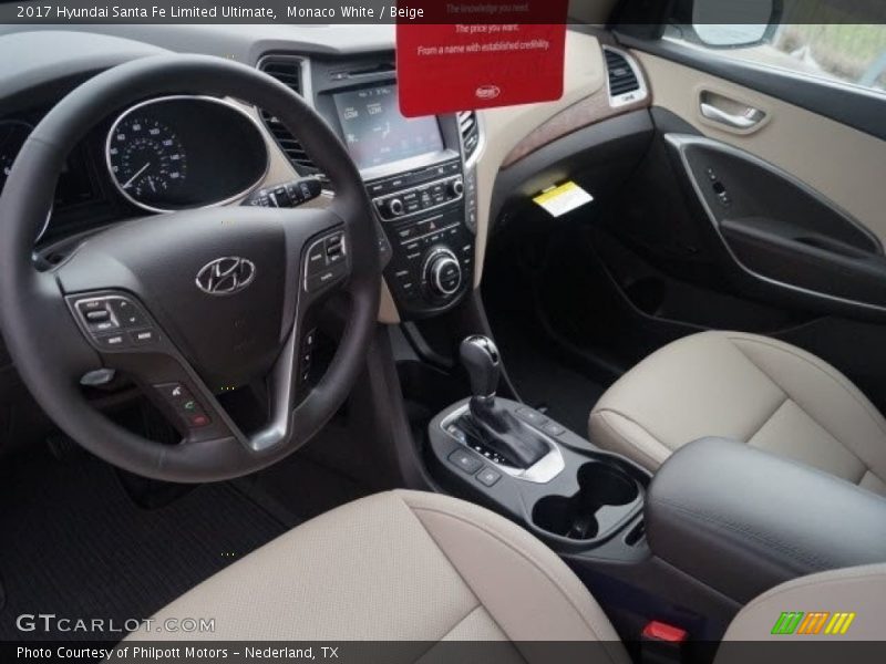 Monaco White / Beige 2017 Hyundai Santa Fe Limited Ultimate