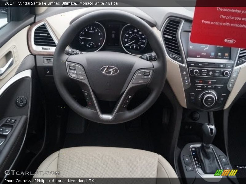 Monaco White / Beige 2017 Hyundai Santa Fe Limited Ultimate