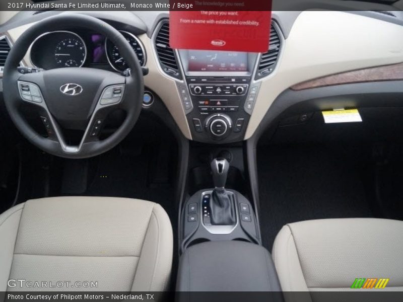 Monaco White / Beige 2017 Hyundai Santa Fe Limited Ultimate