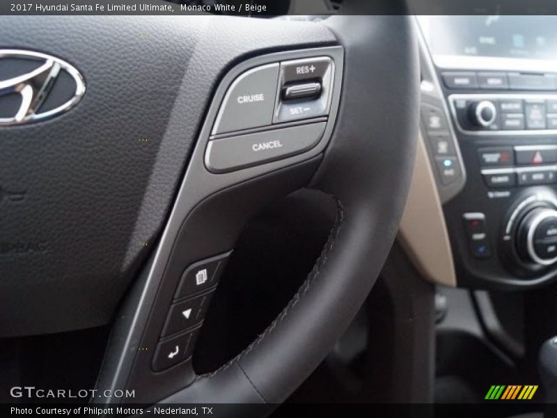 Monaco White / Beige 2017 Hyundai Santa Fe Limited Ultimate