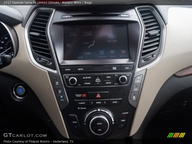Monaco White / Beige 2017 Hyundai Santa Fe Limited Ultimate