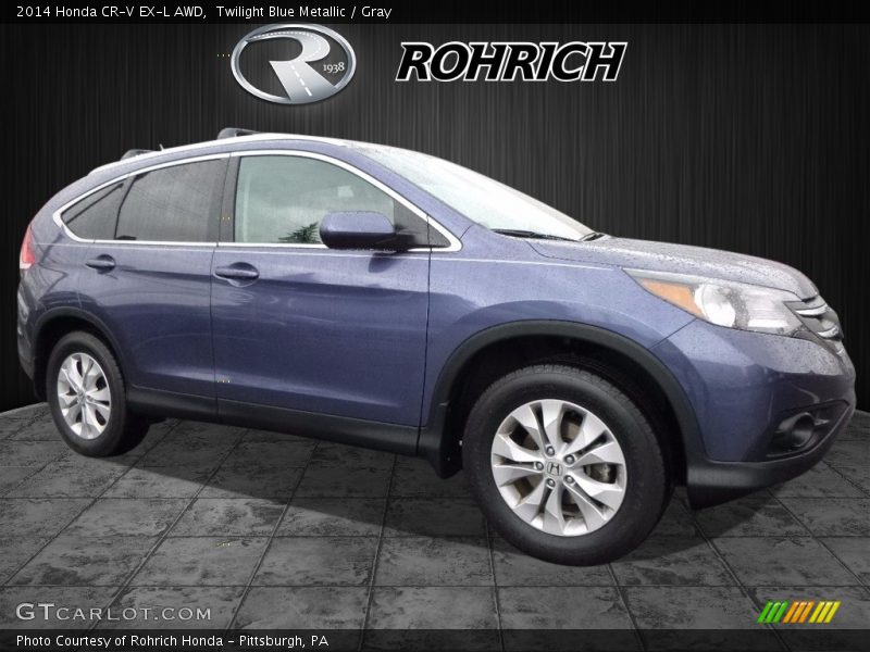 Twilight Blue Metallic / Gray 2014 Honda CR-V EX-L AWD