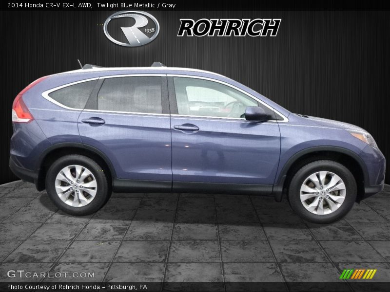 Twilight Blue Metallic / Gray 2014 Honda CR-V EX-L AWD