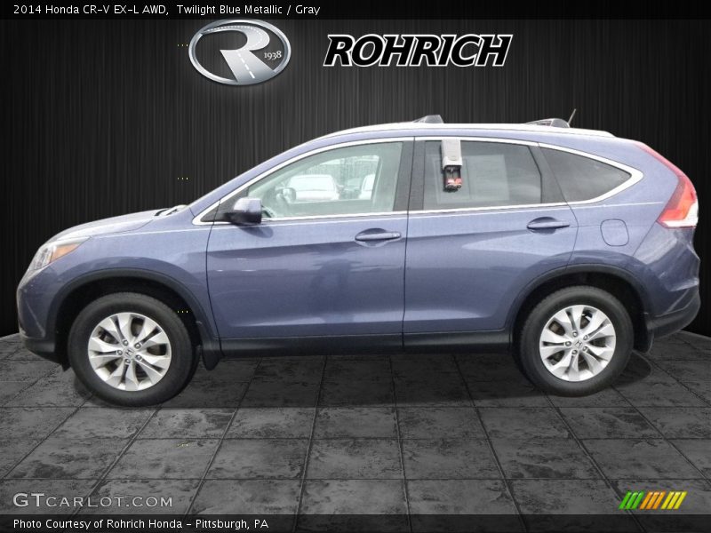 Twilight Blue Metallic / Gray 2014 Honda CR-V EX-L AWD