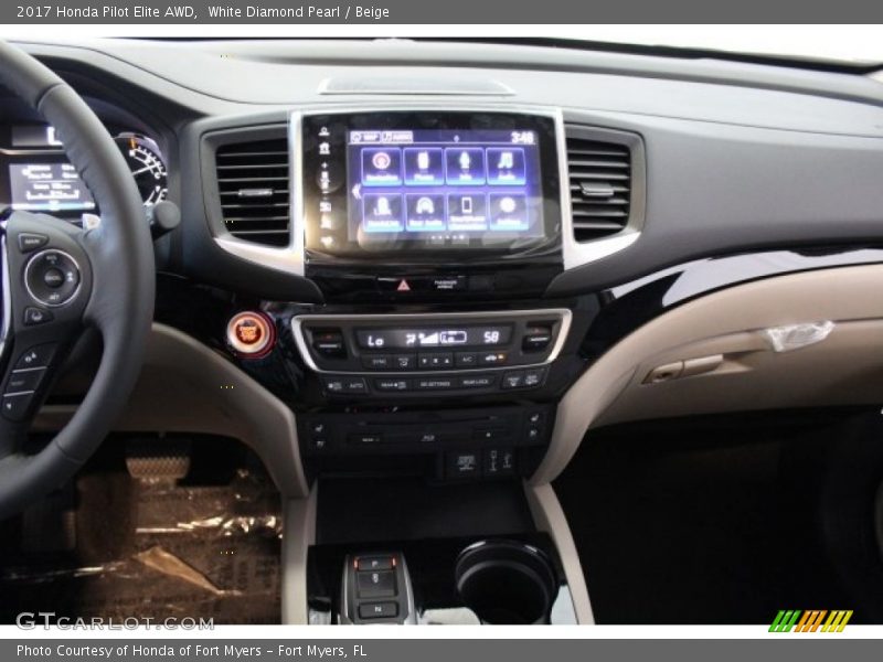 White Diamond Pearl / Beige 2017 Honda Pilot Elite AWD