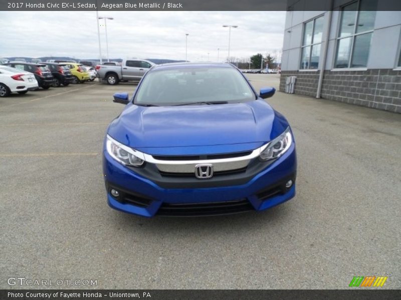 Aegean Blue Metallic / Black 2017 Honda Civic EX-L Sedan