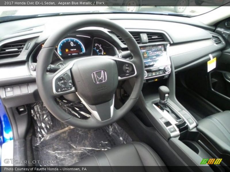 Aegean Blue Metallic / Black 2017 Honda Civic EX-L Sedan
