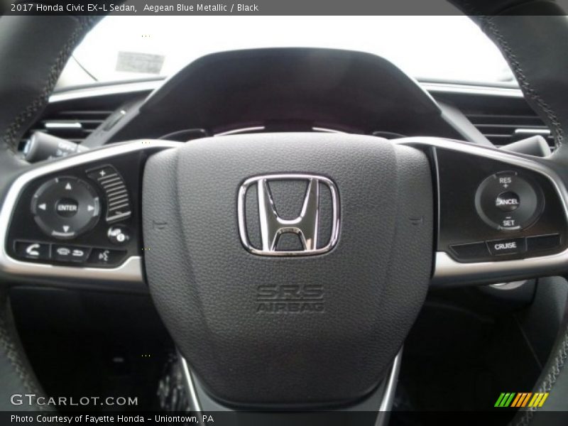 Aegean Blue Metallic / Black 2017 Honda Civic EX-L Sedan