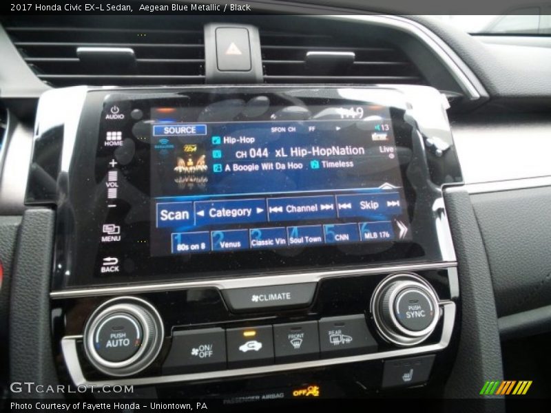 Aegean Blue Metallic / Black 2017 Honda Civic EX-L Sedan