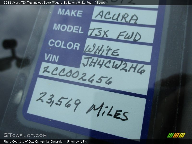 Bellanova White Pearl / Taupe 2012 Acura TSX Technology Sport Wagon
