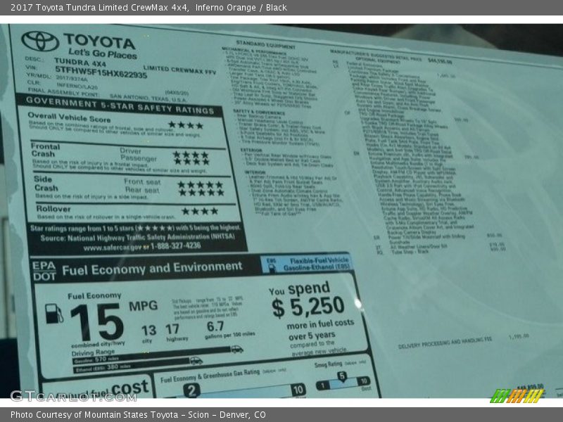 Inferno Orange / Black 2017 Toyota Tundra Limited CrewMax 4x4