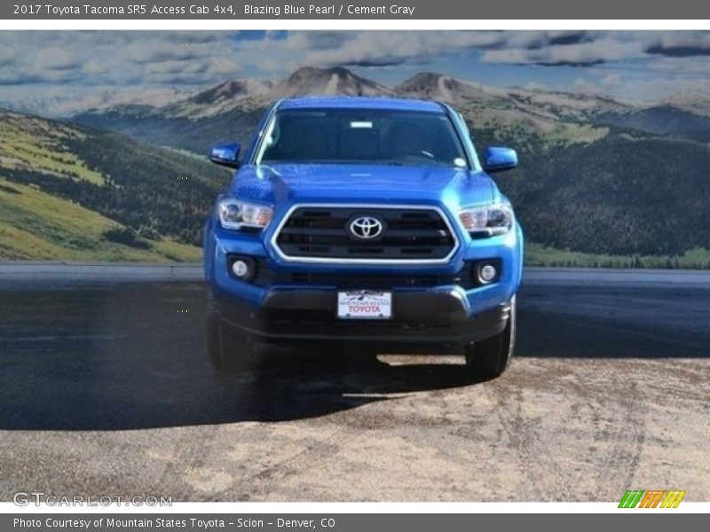 Blazing Blue Pearl / Cement Gray 2017 Toyota Tacoma SR5 Access Cab 4x4