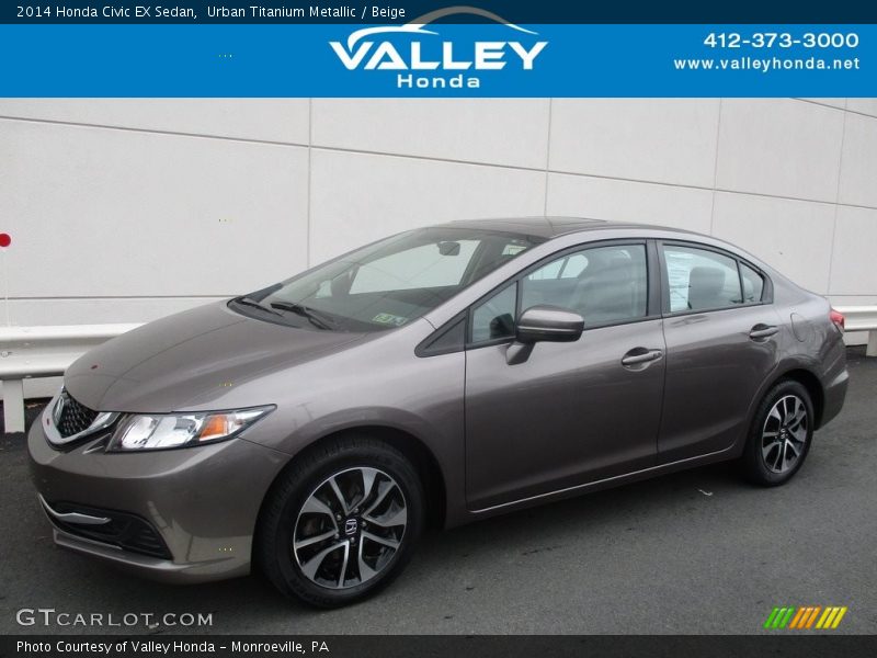 Urban Titanium Metallic / Beige 2014 Honda Civic EX Sedan