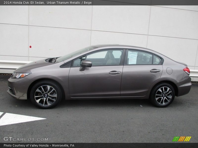 Urban Titanium Metallic / Beige 2014 Honda Civic EX Sedan