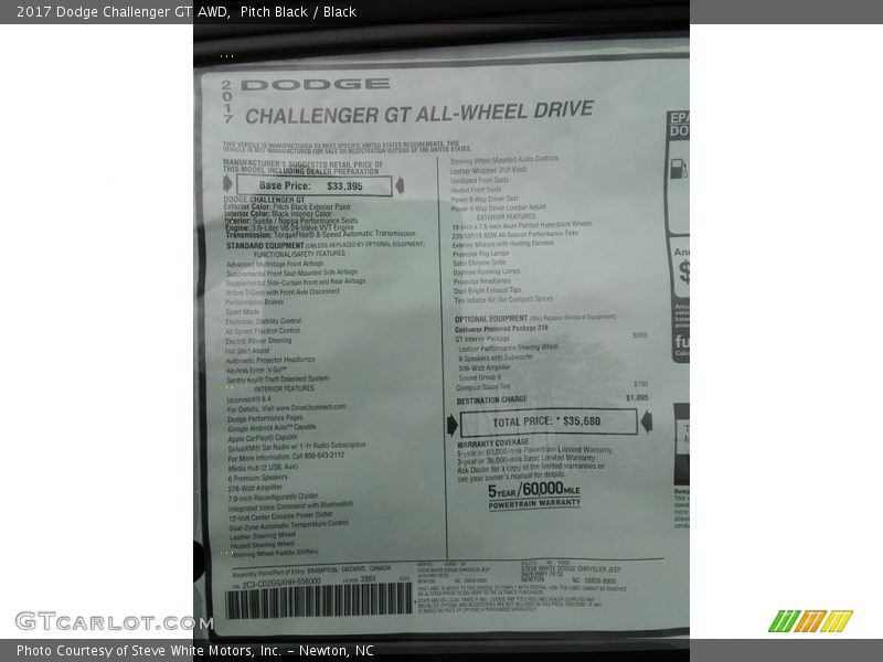  2017 Challenger GT AWD Window Sticker