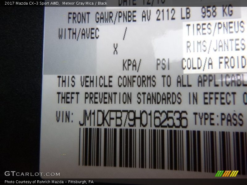 Meteor Gray Mica / Black 2017 Mazda CX-3 Sport AWD
