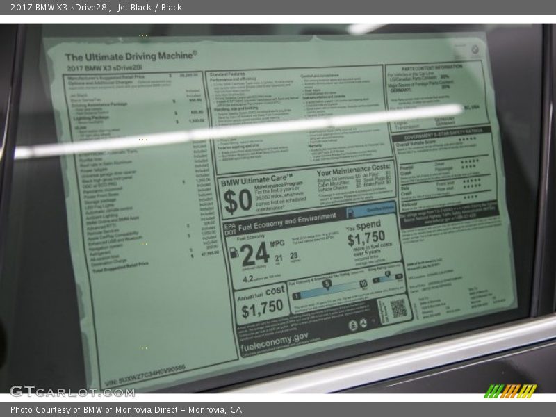 Jet Black / Black 2017 BMW X3 sDrive28i