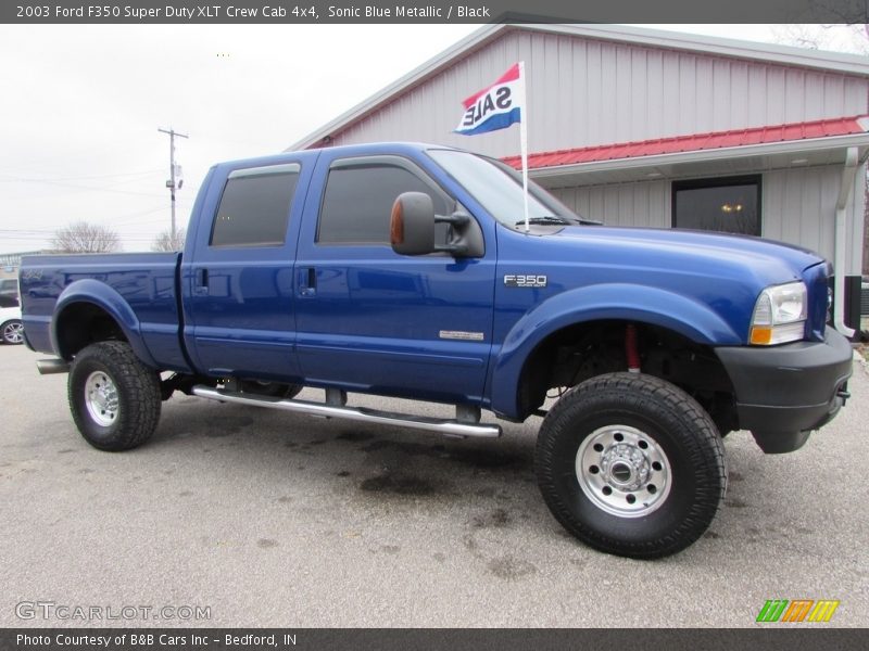 Sonic Blue Metallic / Black 2003 Ford F350 Super Duty XLT Crew Cab 4x4