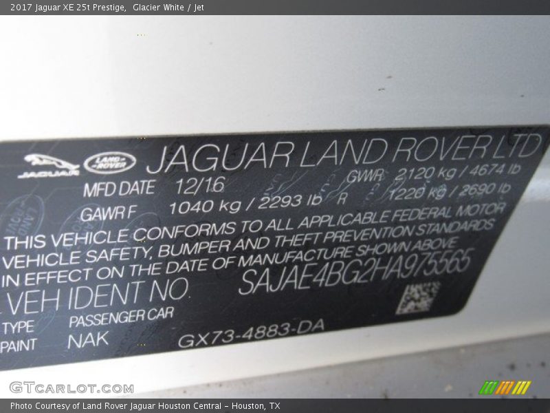 Glacier White / Jet 2017 Jaguar XE 25t Prestige